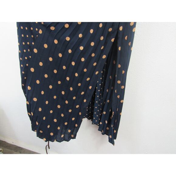 Banana Republic Size 14 Navy & Beige Polka Dot Pleated Maxi Dress Twee Flirty - Picture 4 of 5